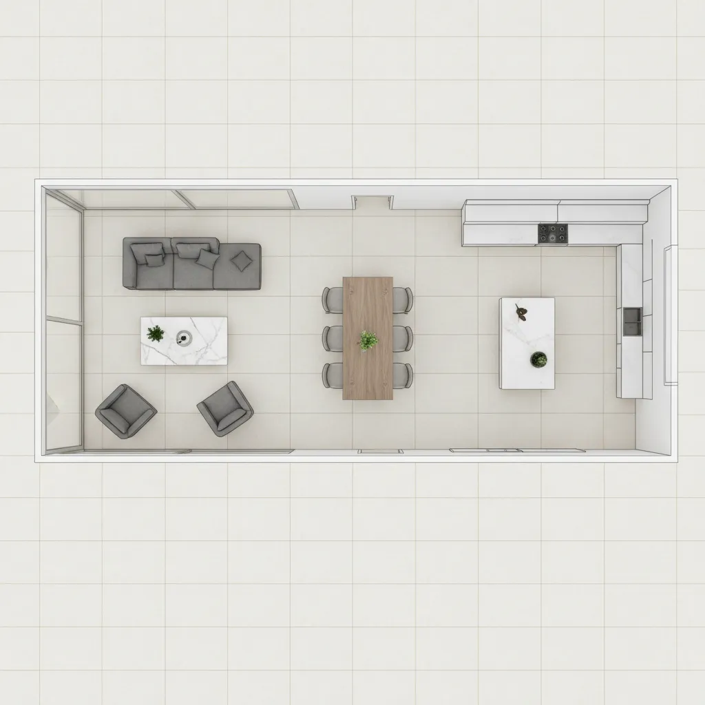 Large tile floor layout planning with grid alignment