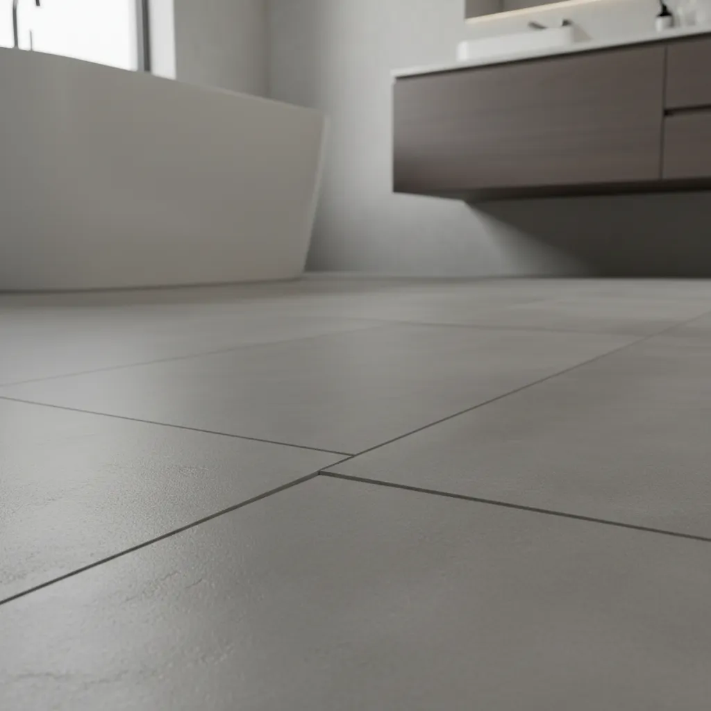 uneven bathroom tile installation showing tile lippage