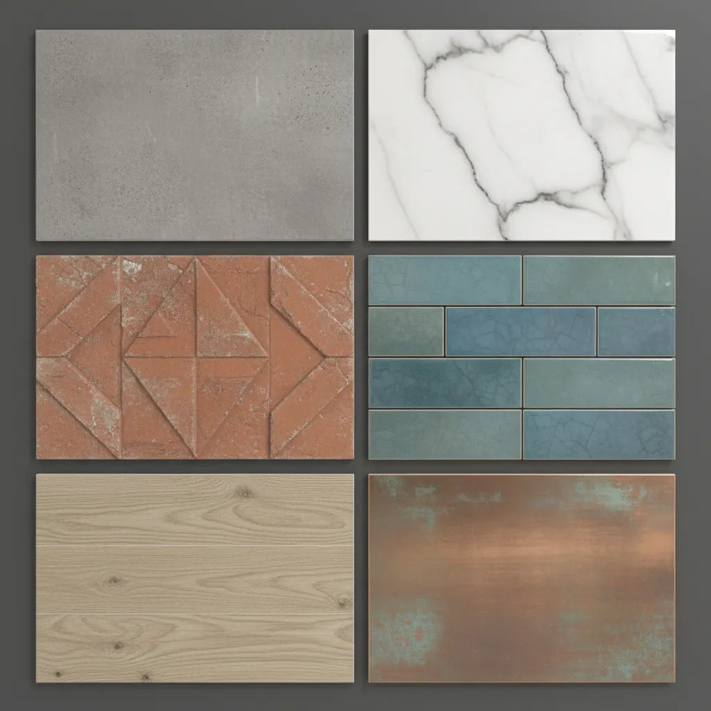 Close-up comparison of tile surfaces showing different durability levels