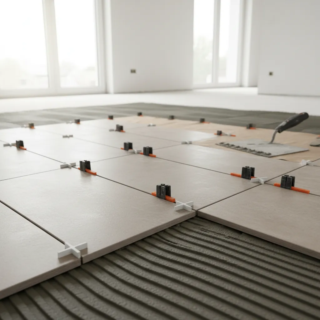 Tile spacers and leveling system ensuring even floor tile installation