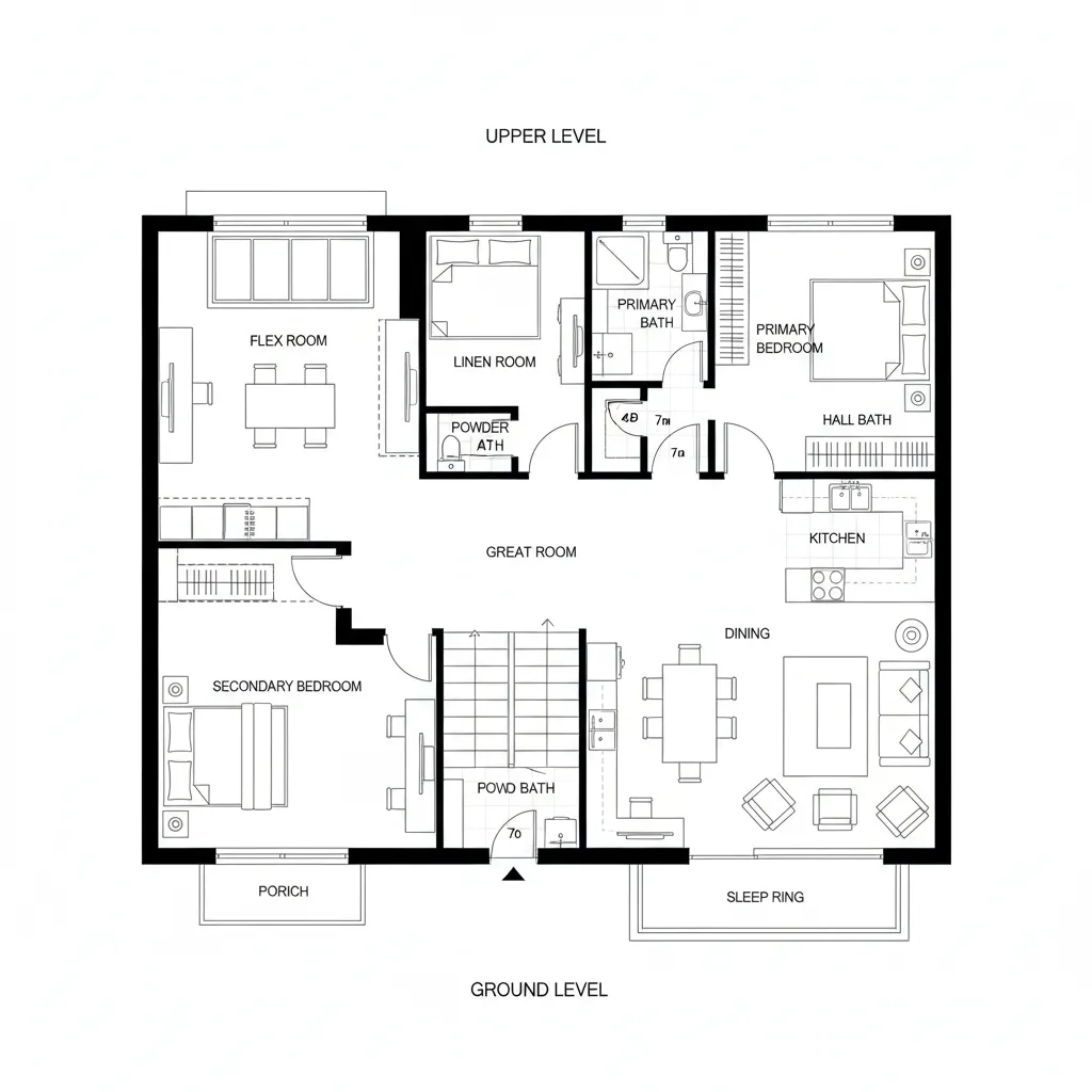 Front Flex, Rear Great Room: Time-Zone Zoning