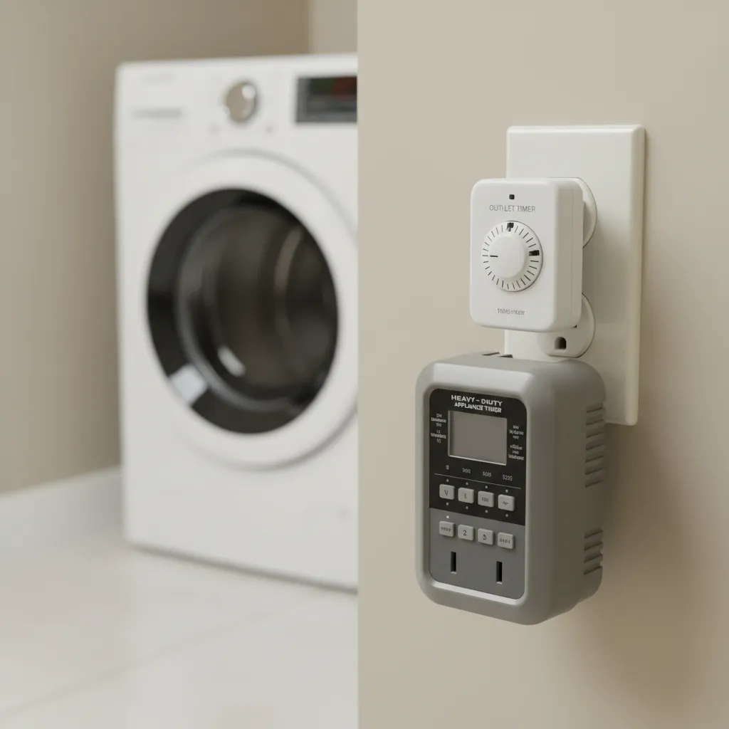 Comparison of standard outlet timer and heavy duty appliance timer in laundry setting