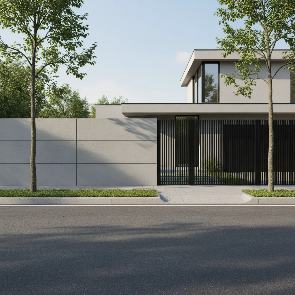 Pagar rumah minimalis tinggi sedang dengan desain sederhana