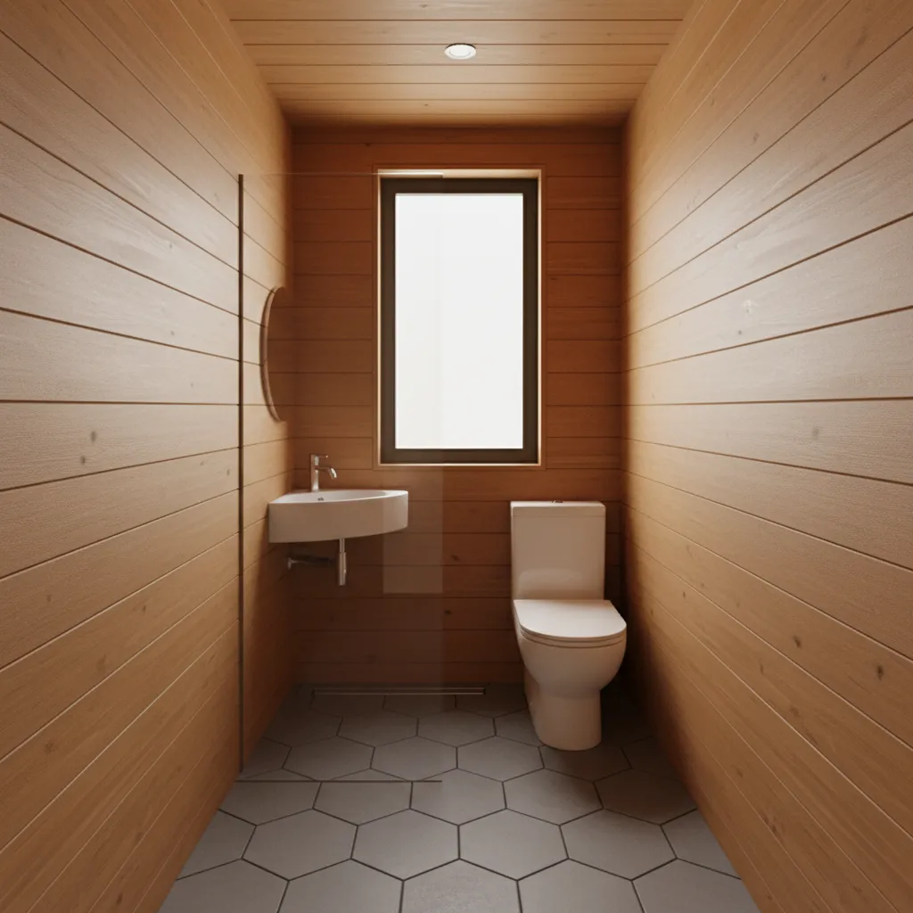 tiny home bathroom interior compact wet bath layout similar to 7x4 size