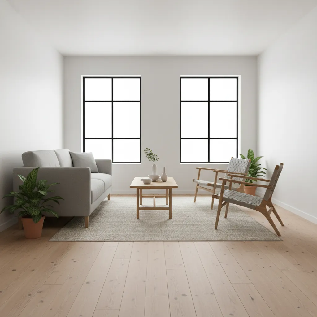 Example showing proper furniture scale in a small home living room