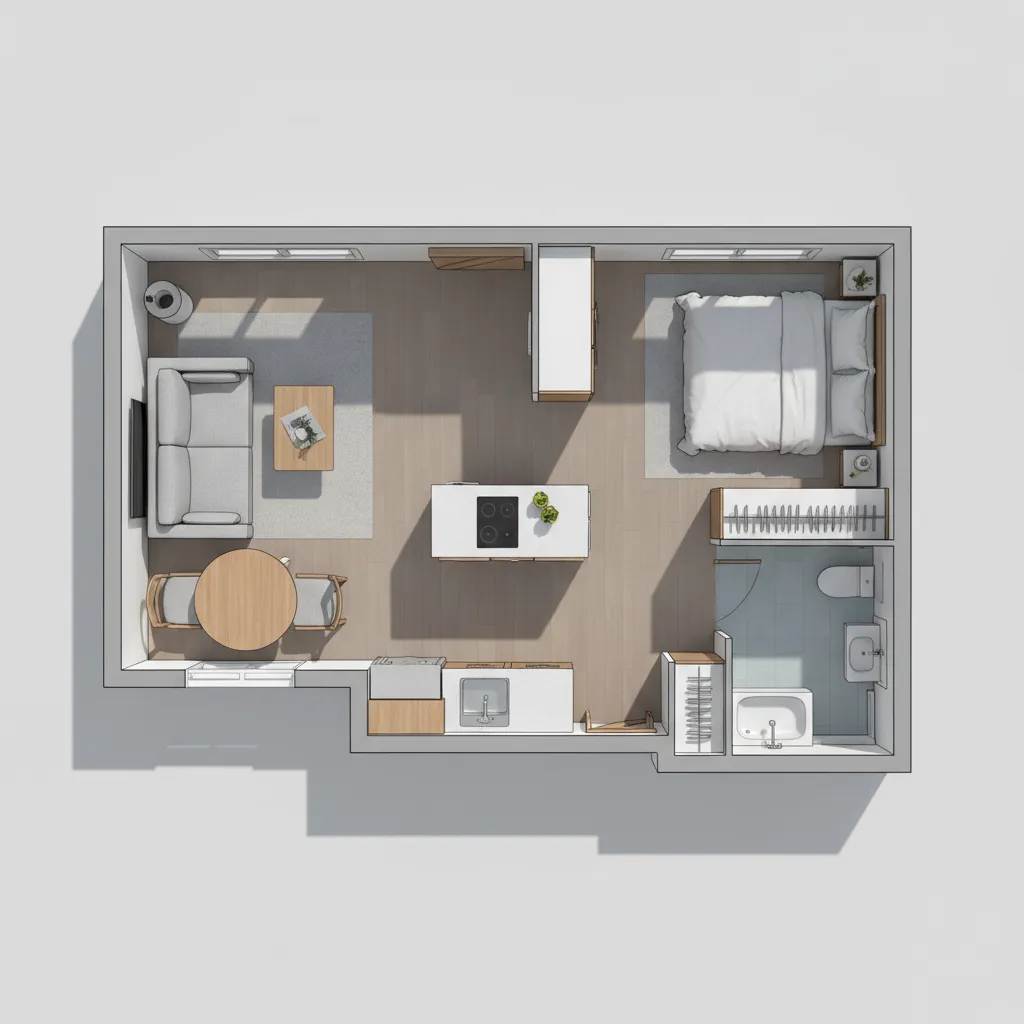 Furniture layout planning for a small house floor plan