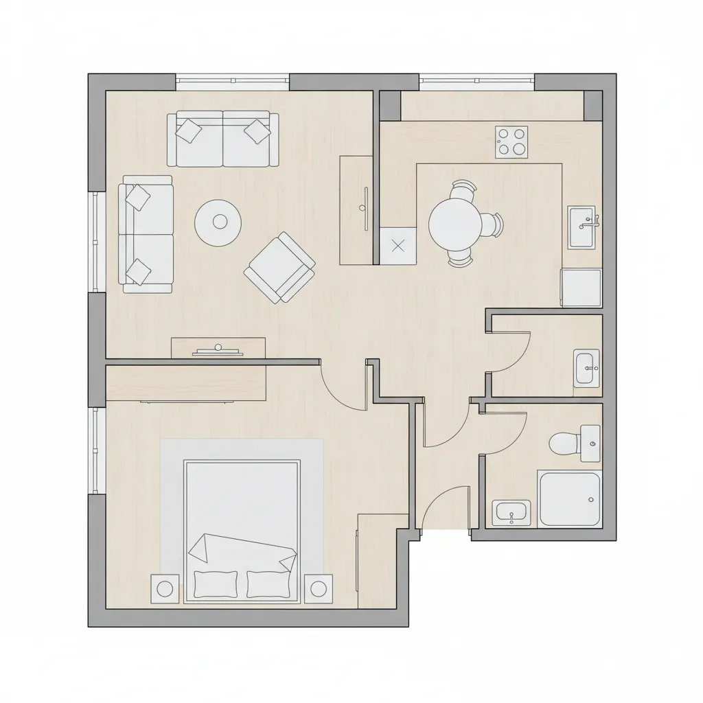 example 18x30 tiny house floor plan layout with labeled living spaces