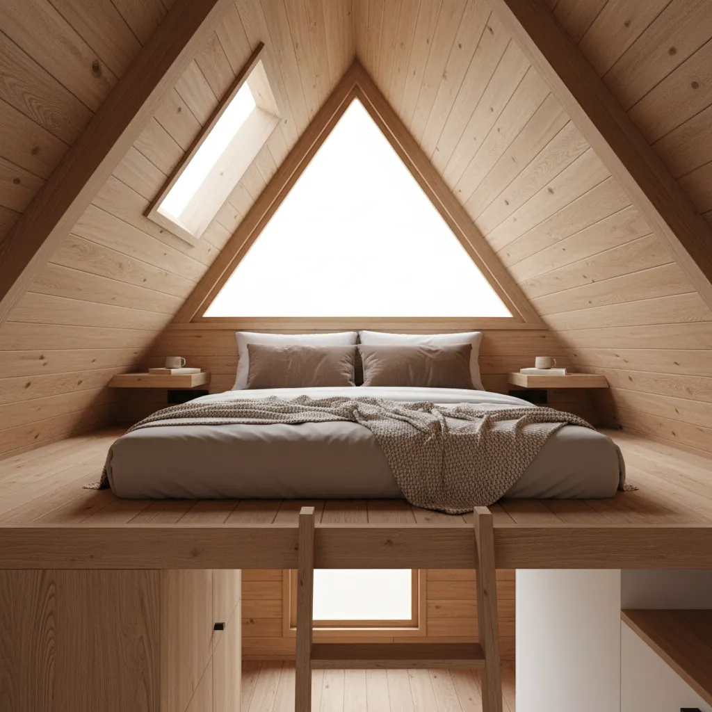 tiny house sleeping loft with proper headroom and window ventilation