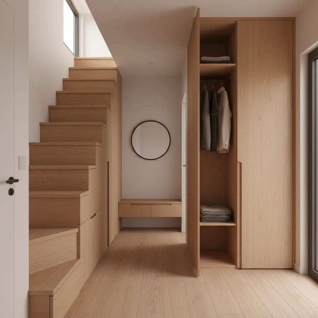 tiny house storage solutions and walking circulation space
