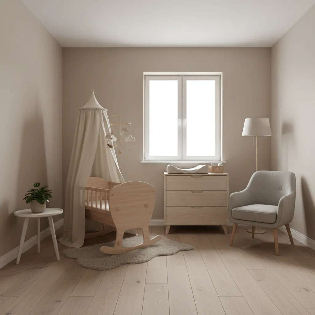 Small nursery layout with baby palna placed as focal point