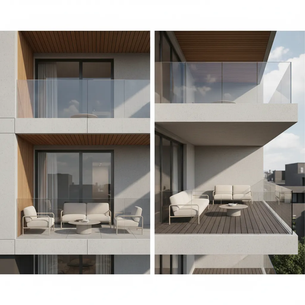 Diferentes estilos de balcones en fachadas residenciales