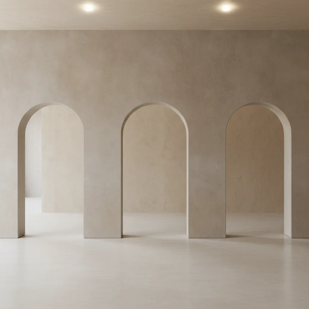 Diferentes tipos de arcos arquitectónicos en interiores modernos