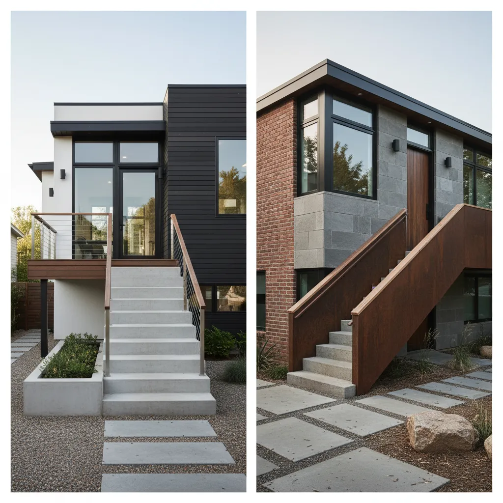 Diferentes tipos de escaleras exteriores compactas
