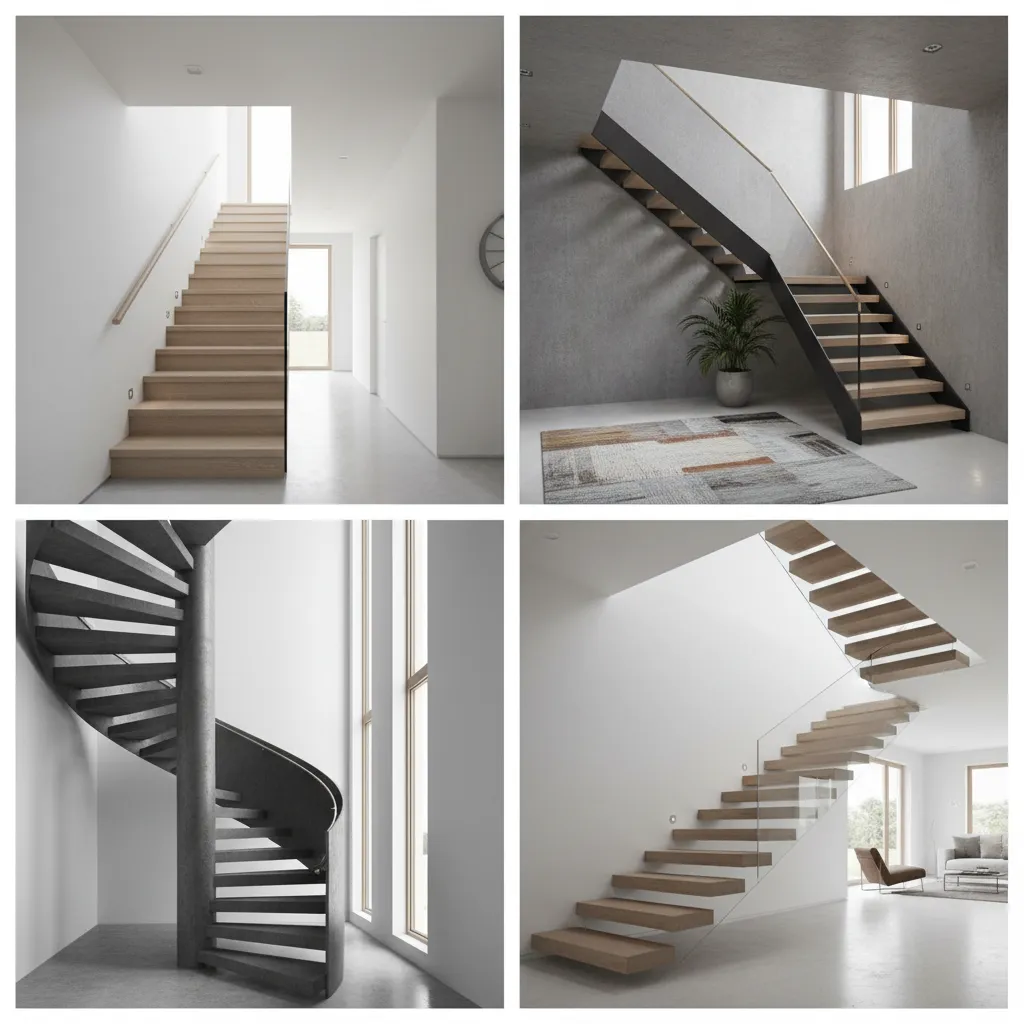 Diferentes tipos de escaleras interiores en diseño residencial