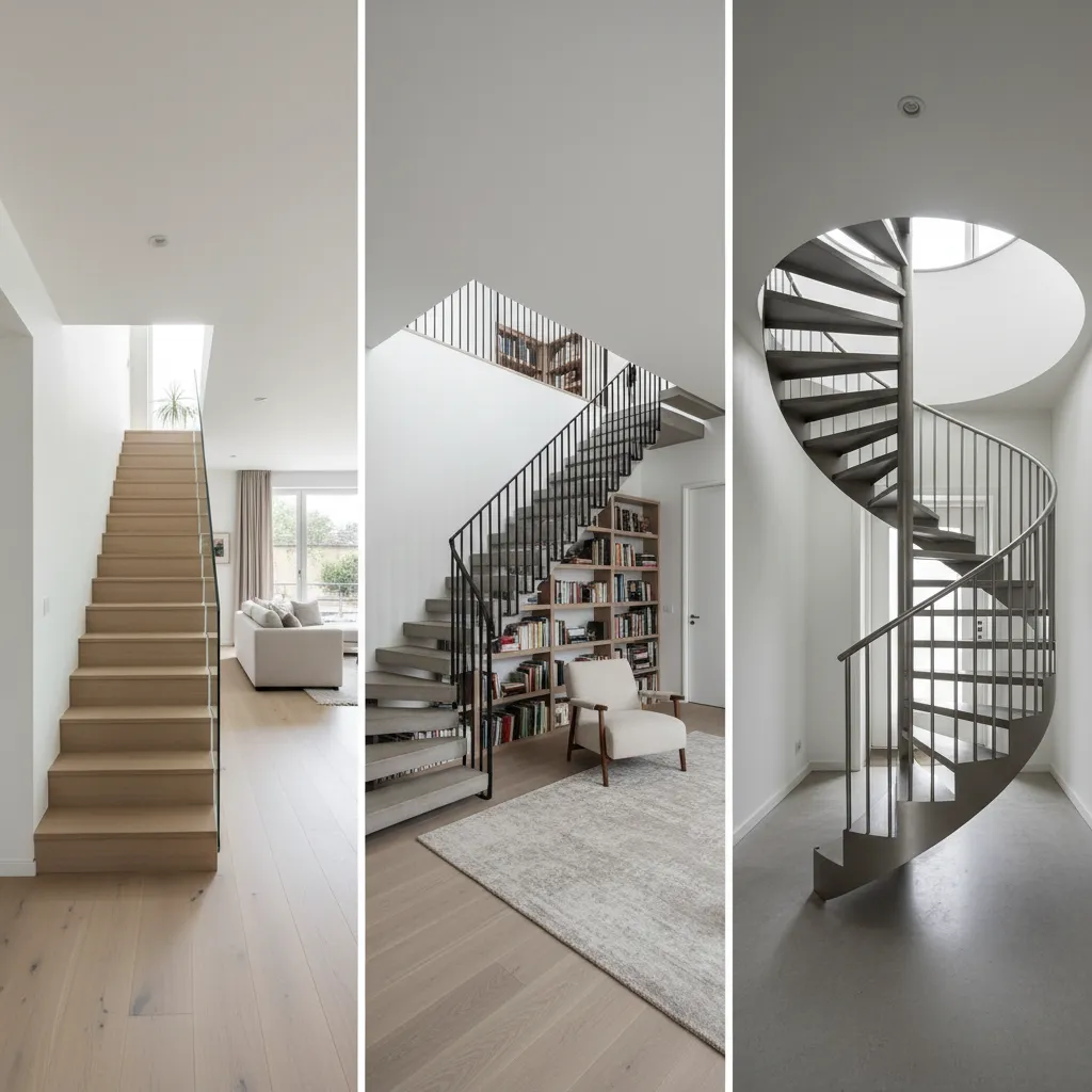 Diferentes tipos de escaleras interiores en diseño residencial