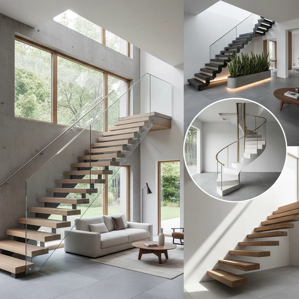 Diferentes tipos de escaleras interiores en viviendas modernas
