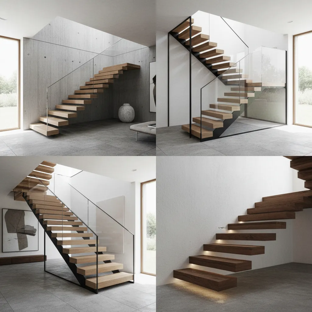 Diferentes tipos de escaleras interiores de madera en diseño residencial