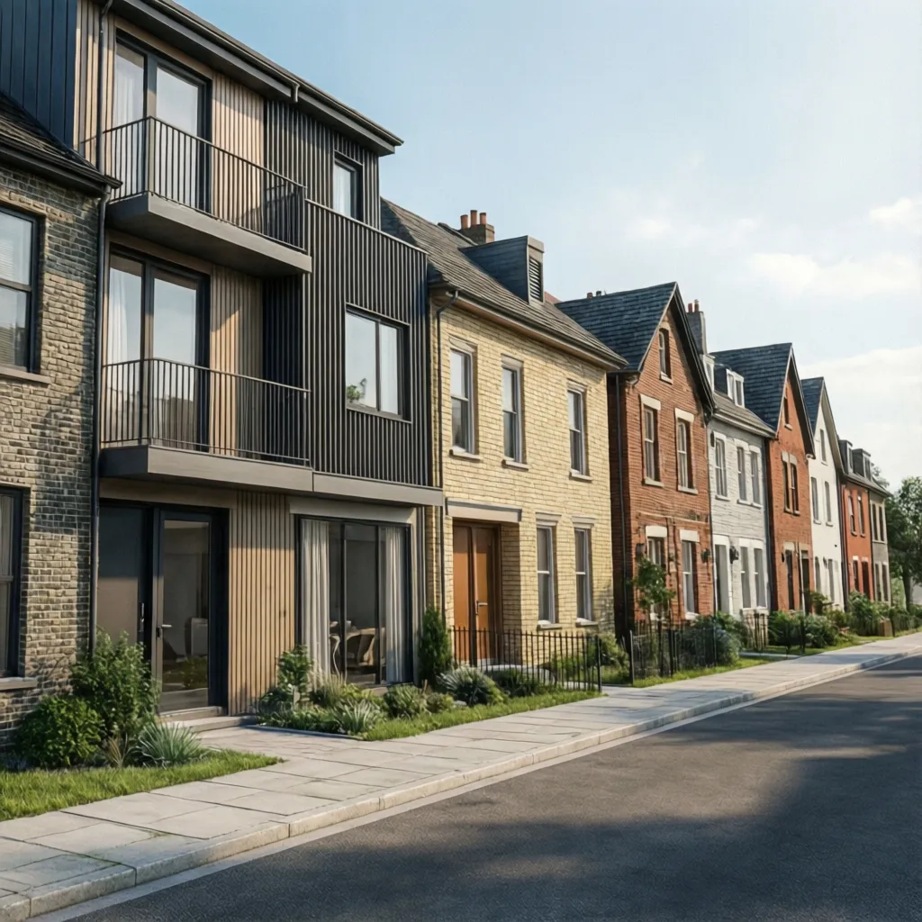 Diferentes estilos de fachadas de casas modernas y tradicionales