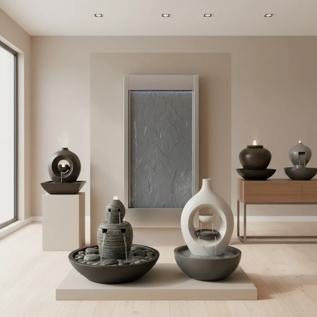 Diferentes estilos de fuentes decorativas interiores
