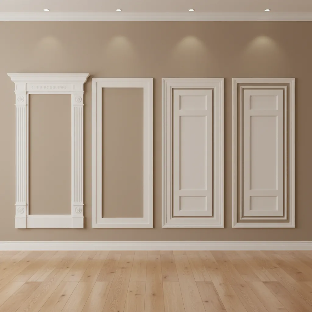 Diferentes estilos de marcos decorativos para puertas interiores