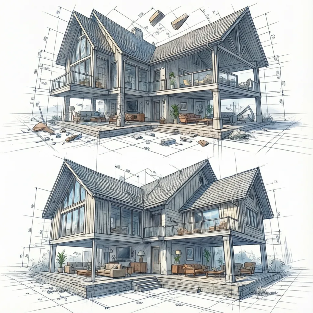 Comparación de diferentes tipos de perspectiva en arquitectura