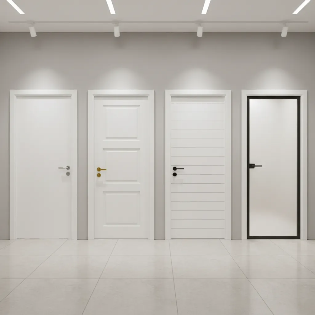 Comparación de diferentes diseños de puertas blancas interiores
