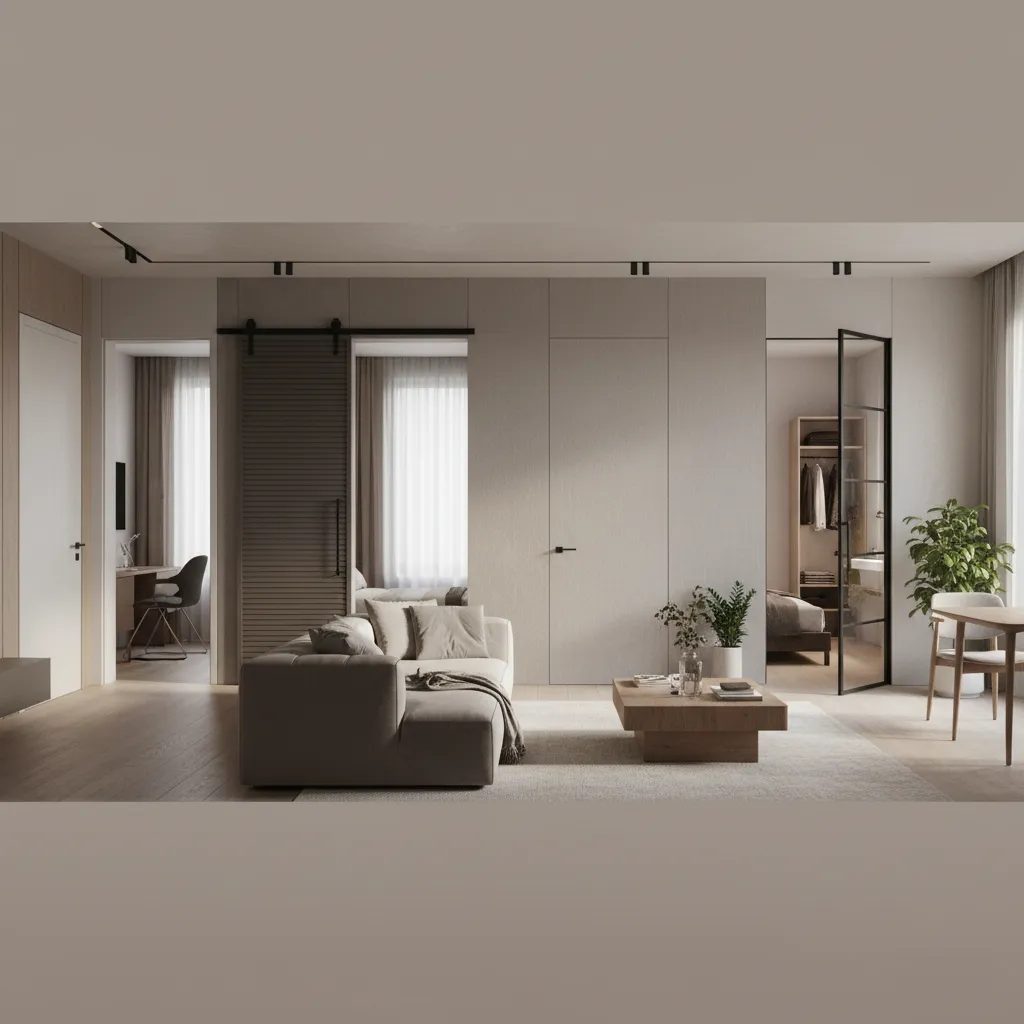Comparación de diferentes tipos de puertas interiores en una vivienda moderna