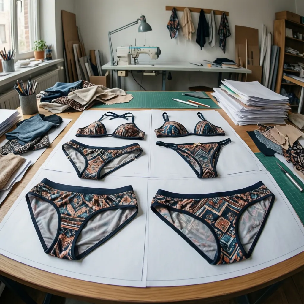 Diferentes patrones de ropa interior como bikini, brief y boyshort