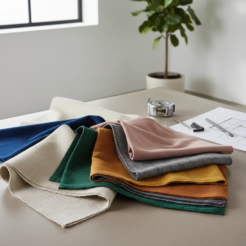 Muestras de lino, terciopelo y algodón para decoración