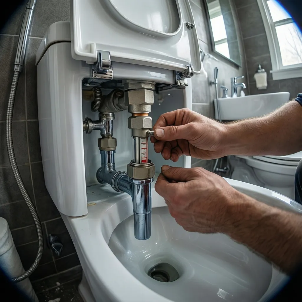 Adjusting toilet tank fill valve water level inside tank