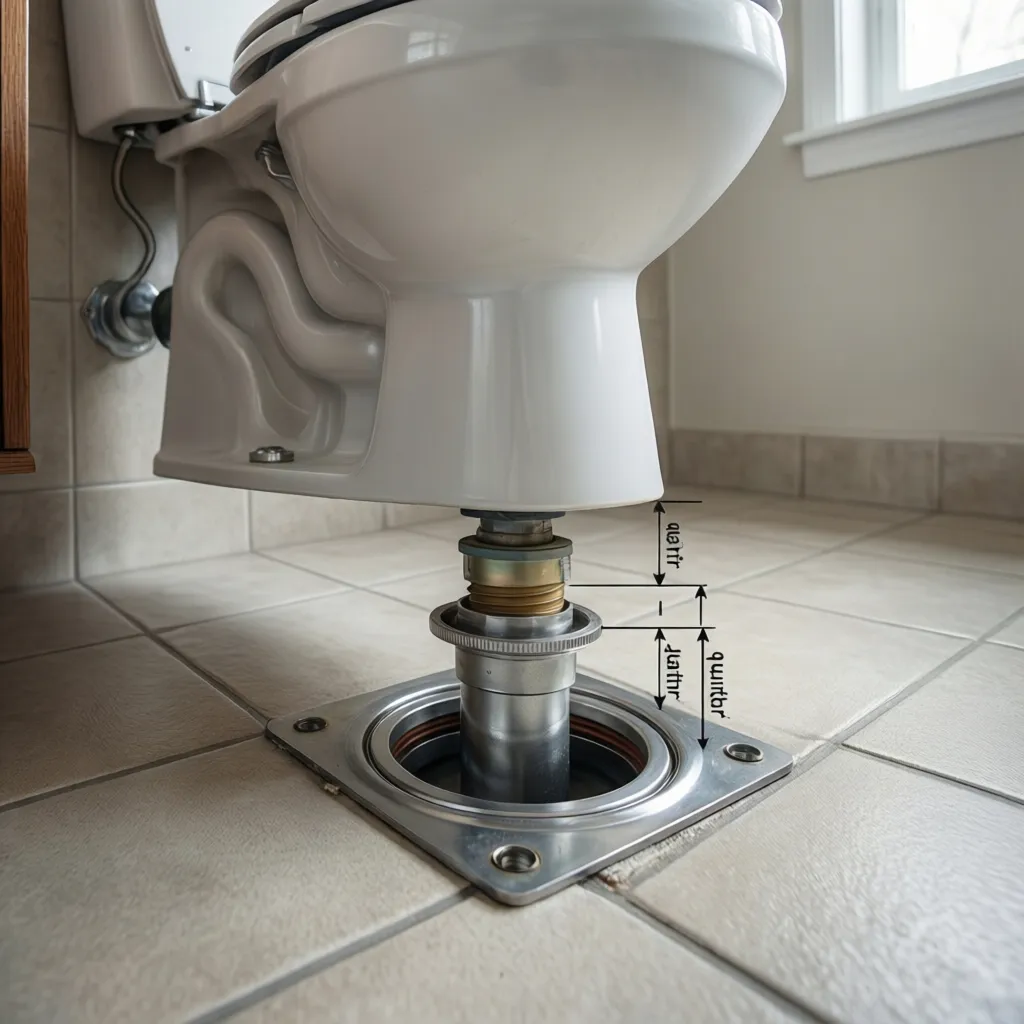 Diagram showing correct toilet flange height above finished tile floor