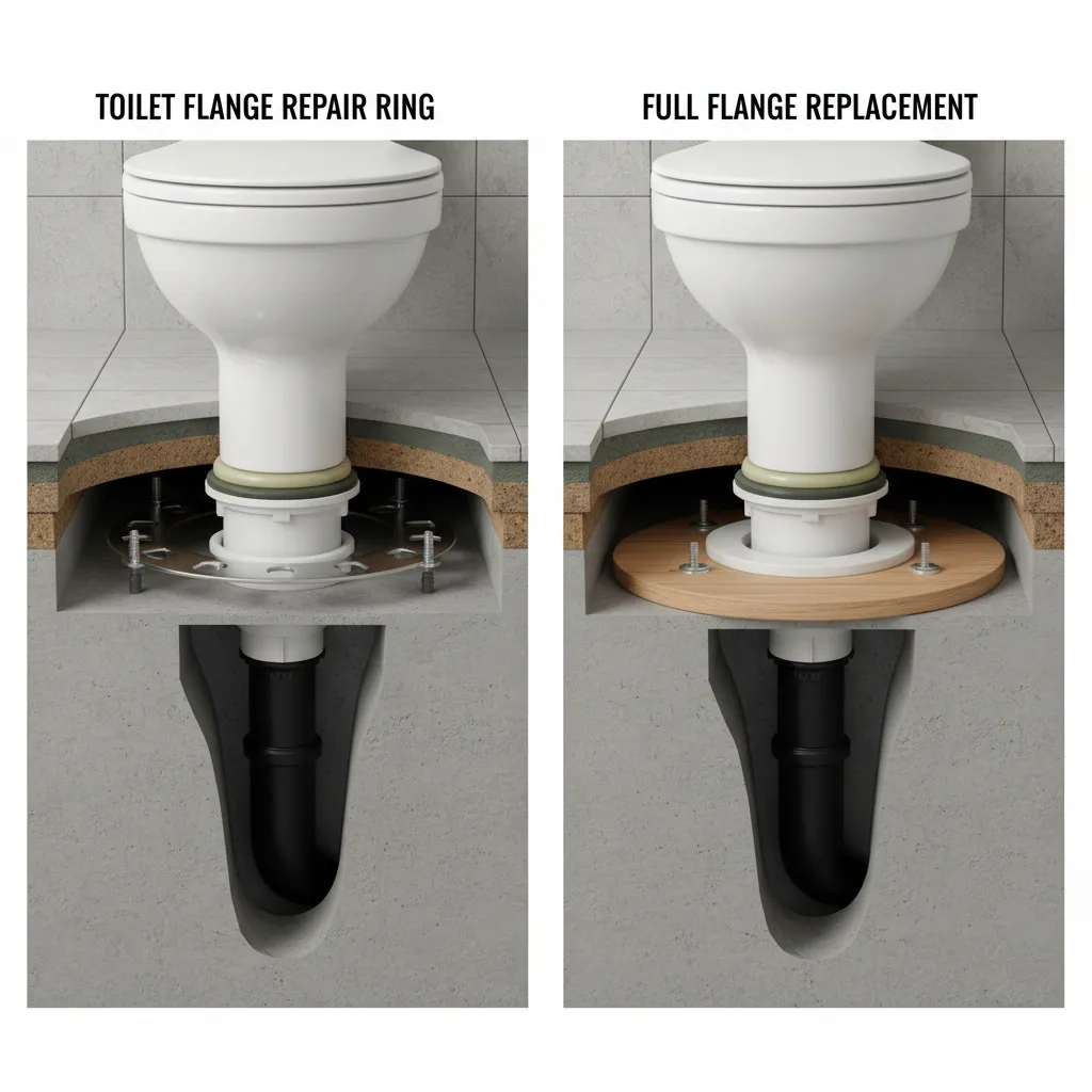 side by side comparison diagram of repair ring and full flange replacement