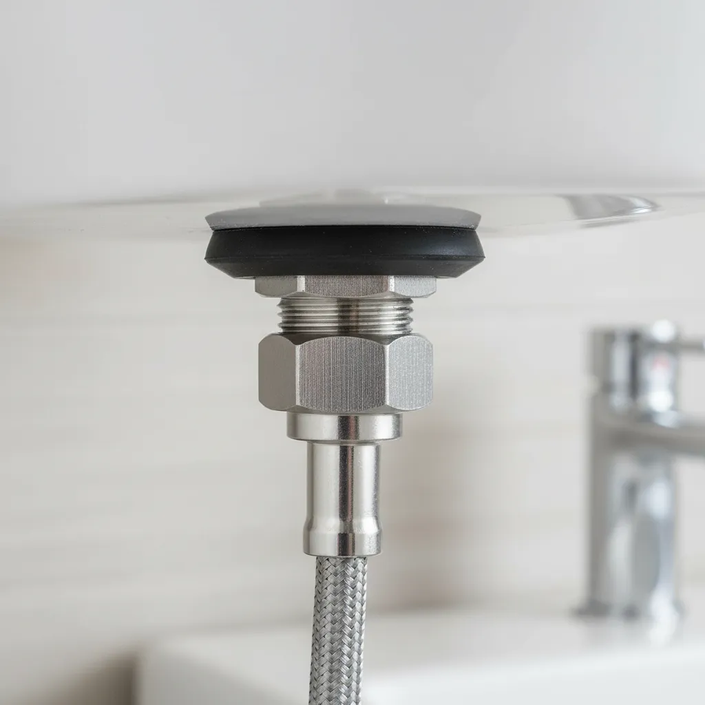 Rubber washer sealing a toilet tank connection to prevent leaks