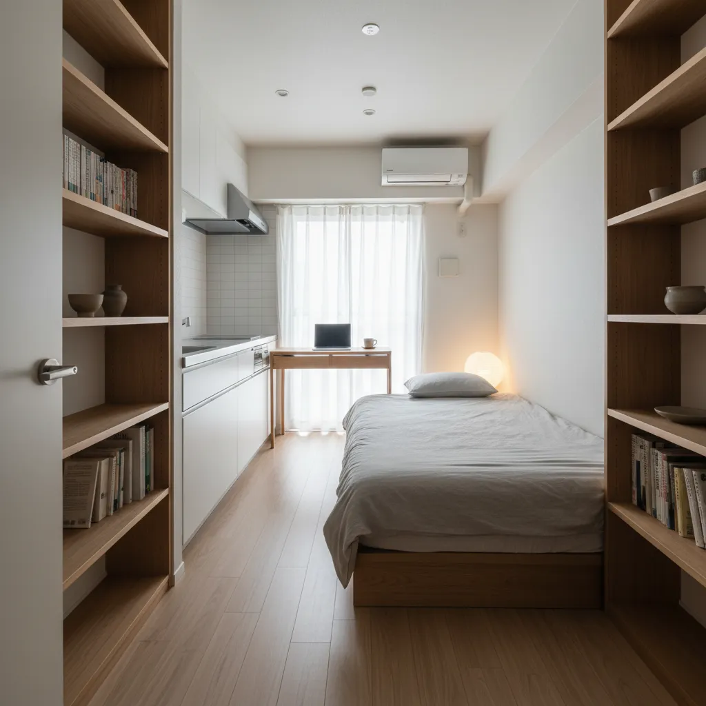 玄関からベッドまでの“一本動線”を守る：東京小型アパートの動線プラン