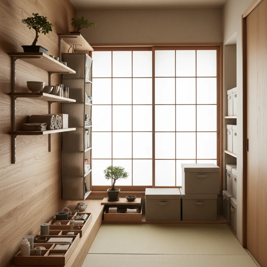 収納は“浮かす・分ける・隠す”：収納技巧で見せない散らかり