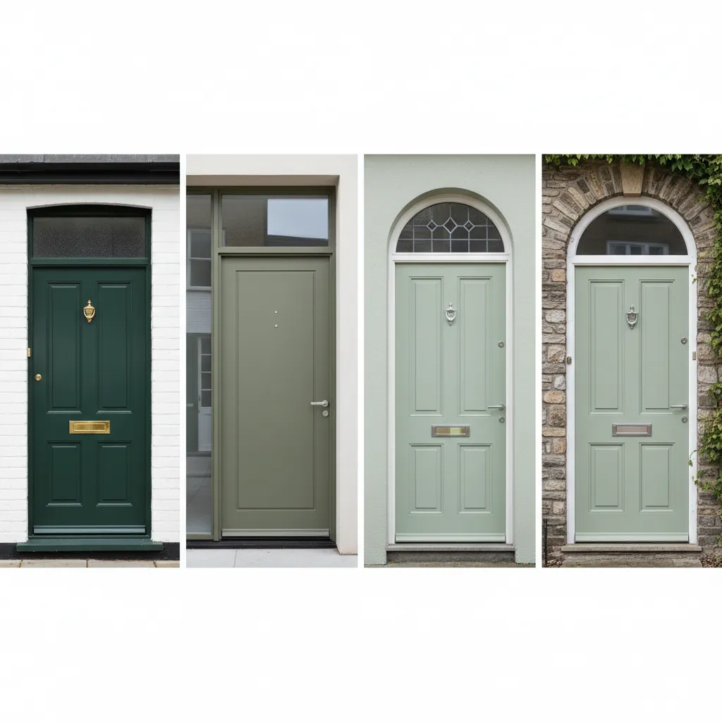 Diferentes tonos de verde aplicados a puertas exteriores