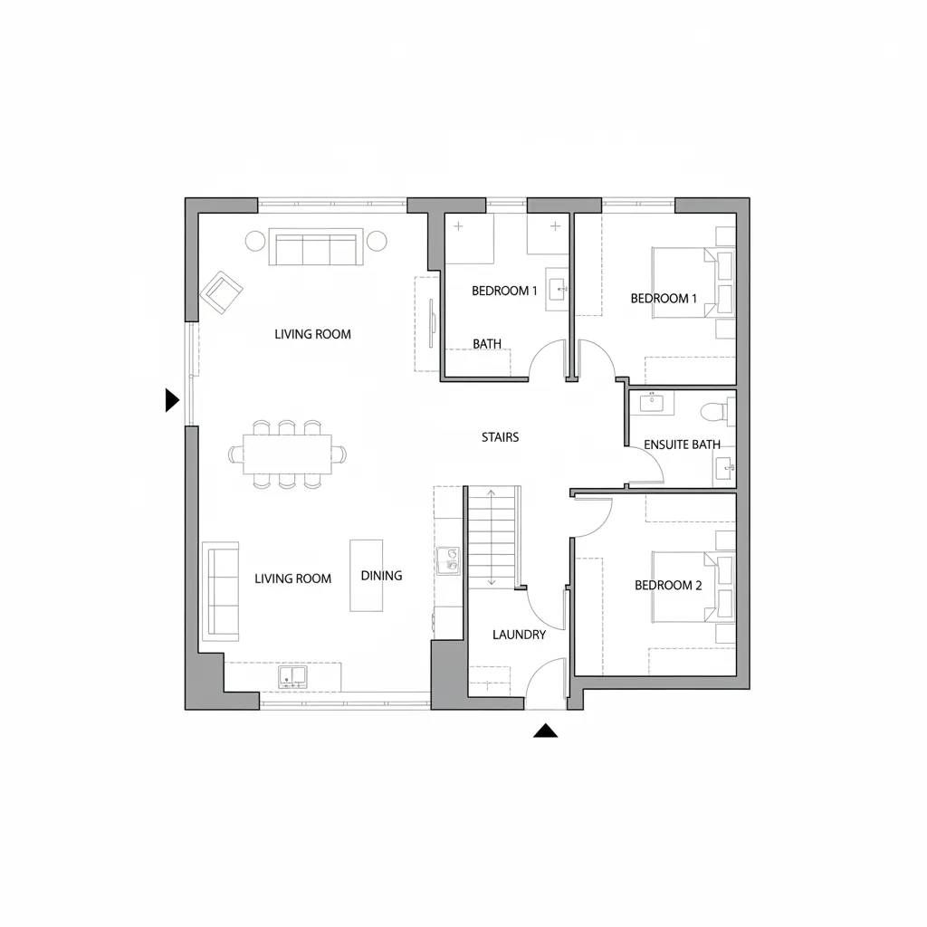 Mặt bằng bố trí công năng nhà phố điển hình