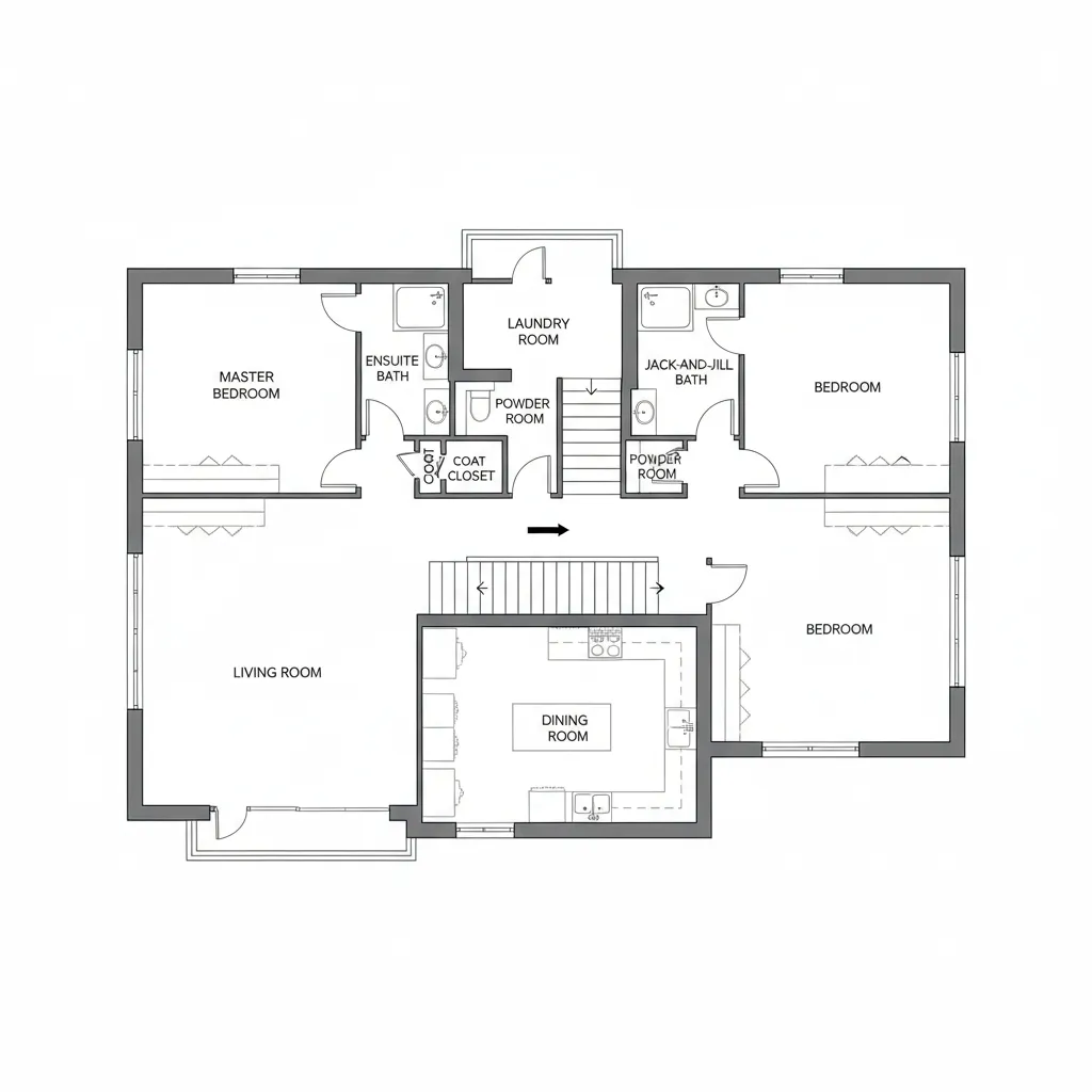 sơ đồ bố trí mặt bằng nhà phố điển hình
