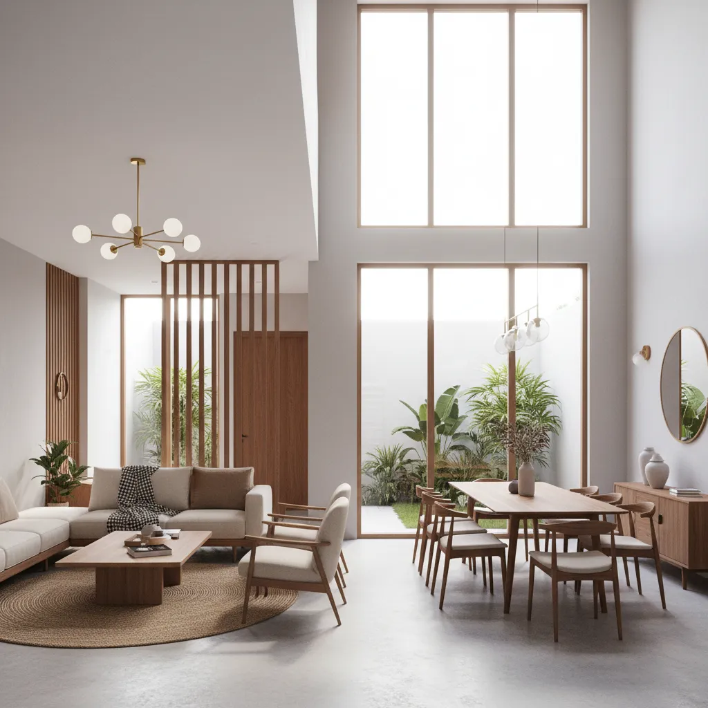 Phòng khách nhà phố 4 tầng phong cách hiện đại