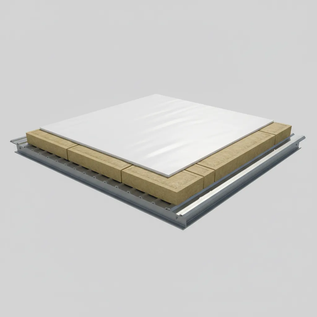 Diagram style visualization of TPO roof layers including membrane and insulation