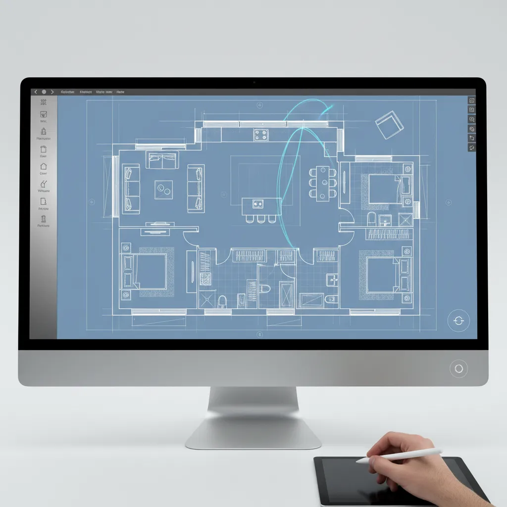 Tracing walls digitally over an imported floor plan layout