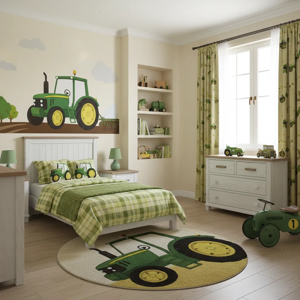 tractor themed kids bedroom wall decals and tractor bed decor