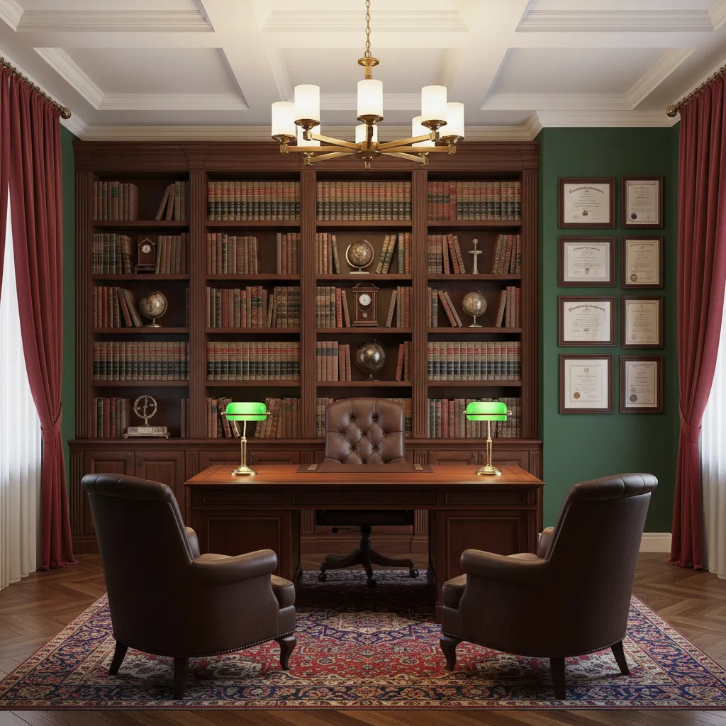 traditional accounting office with wood desks and classic decor