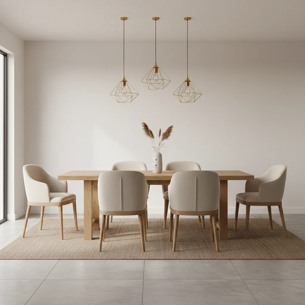 Traditional dining table with chairs in modern dining room