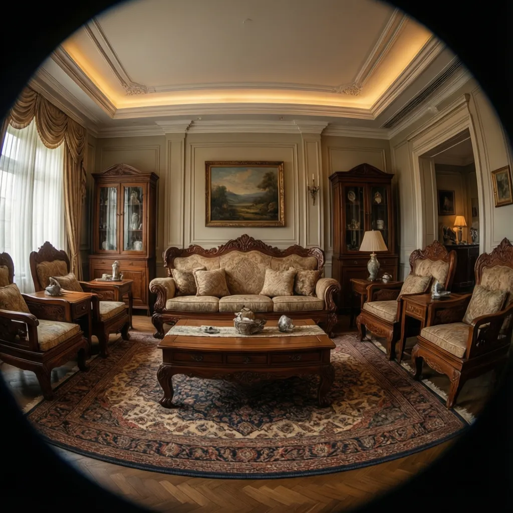 Traditional living room with classic furniture and decorative molding