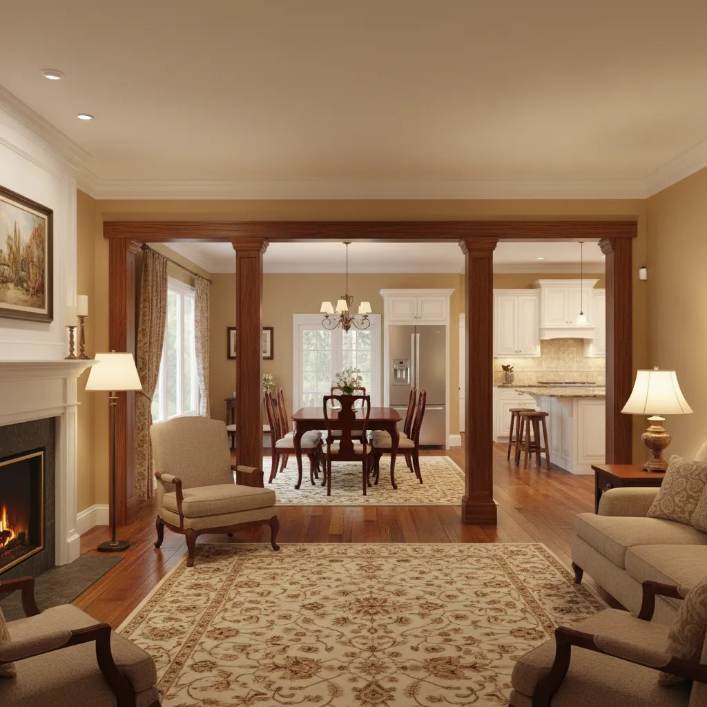 Traditional home layout with separate living room dining room and kitchen spaces