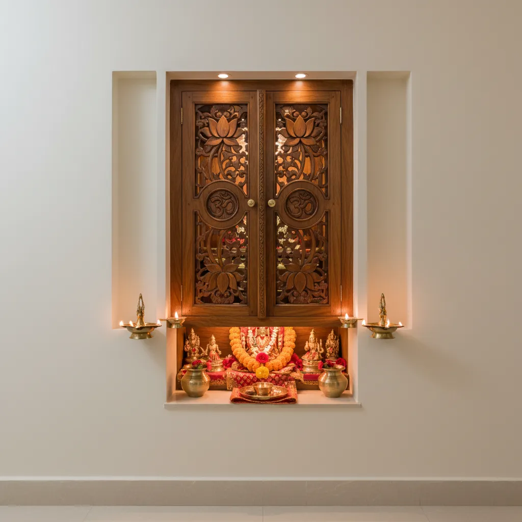 Traditional Pooja Room Door Designs That Elevate Small Spaces