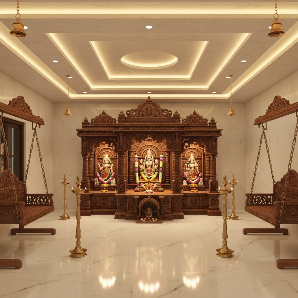 Traditional Pooja Room False Ceiling Designs for Calm Sacred Interiors