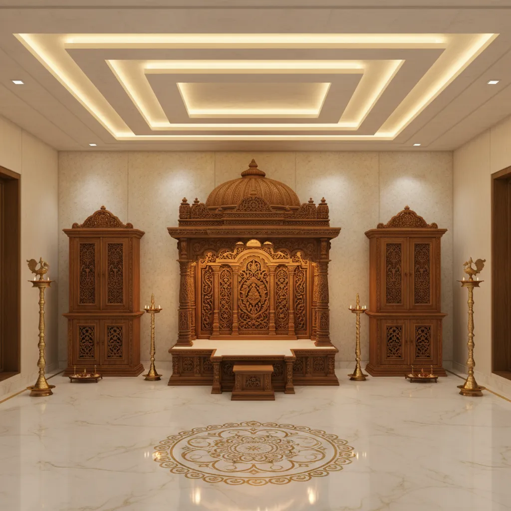 5 Traditional Pooja Room False Ceiling Designs