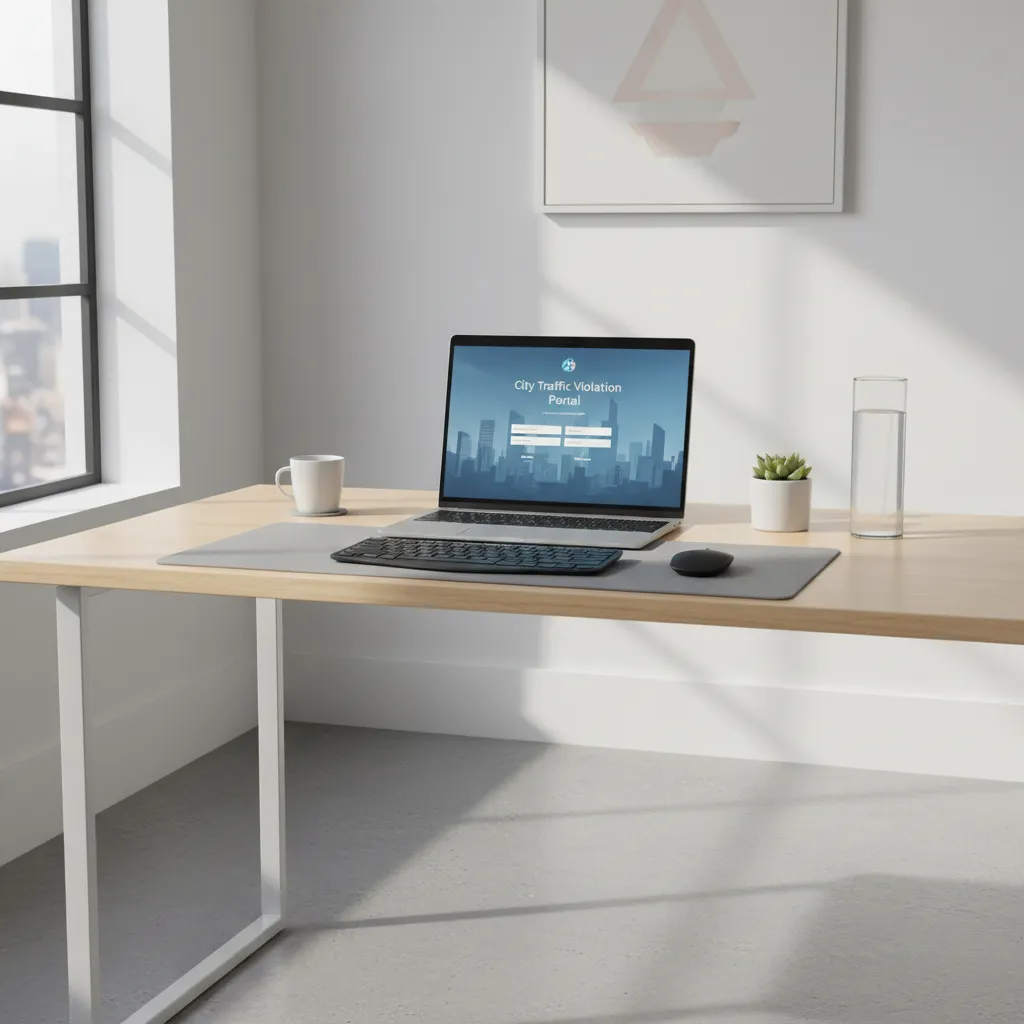 Official city traffic violation website displayed on a laptop screen